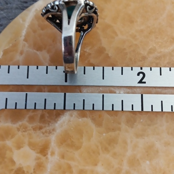 925 Thai Silver Turquoise Heart Ring - Picture 9 of 10